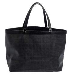 Pre Owned Givenchy Black Monogram Coated Canvas and Leather Shopper Tote