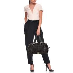 Givenchy Black Leather And Signature Canvas Duffel Bag