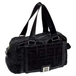 Givenchy Black Leather And Signature Canvas Duffel Bag