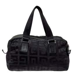 Givenchy Black Leather And Signature Canvas Duffel Bag