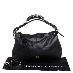 Pre Owned Givenchy Black Leather Ruched Hobo