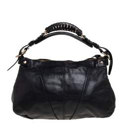 Pre Owned Givenchy Black Leather Ruched Hobo