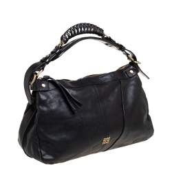 Pre Owned Givenchy Black Leather Ruched Hobo