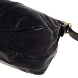 Pre Owned Givenchy Black Leather Ruched Hobo