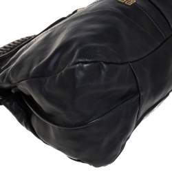 Pre Owned Givenchy Black Leather Ruched Hobo