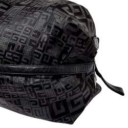 Pre Owned Givenchy Black Monogram Nylon and Leather Double Handle Hobo 