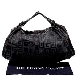 Pre Owned Givenchy Black Monogram Nylon and Leather Double Handle Hobo 