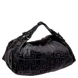 Pre Owned Givenchy Black Monogram Nylon and Leather Double Handle Hobo 