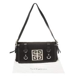 Pre Owned Givenchy Black Canvas And Leather Flap Shoulder Bag