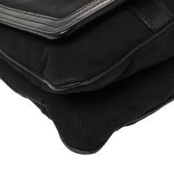 Pre Owned Givenchy Black Canvas And Leather Flap Shoulder Bag