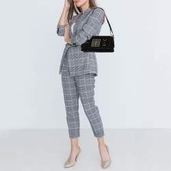 Pre Owned Givenchy Black Canvas And Leather Flap Shoulder Bag