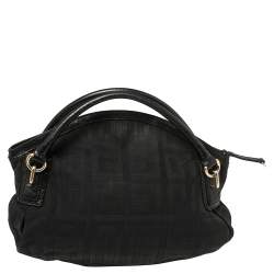 Pre Owned Givenchy Black Monogram Canvas and Croc Embossed Leather Hobo