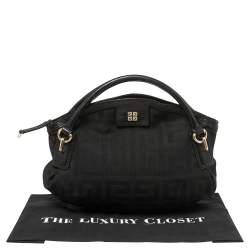 Pre Owned Givenchy Black Monogram Canvas and Croc Embossed Leather Hobo