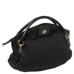 Pre Owned Givenchy Black Monogram Canvas and Croc Embossed Leather Hobo
