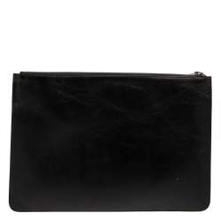 Pre Owned حقيبة كلتش جيفنشي سحاب جلد أسود