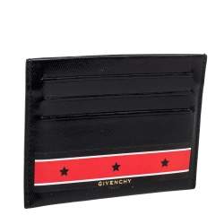 Givenchy Black Patent Leather Stars And Stripes Print Cardholder
