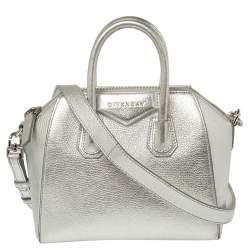 Pre Owned حقيبة ساتشل جيفنشي انتيغونا جلد فضي صغيرة