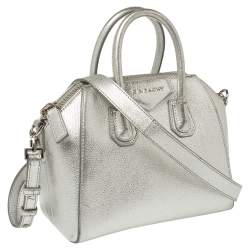 Pre Owned حقيبة ساتشل جيفنشي انتيغونا جلد فضي صغيرة