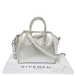 Pre Owned حقيبة ساتشل جيفنشي انتيغونا جلد فضي صغيرة
