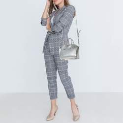 Pre Owned حقيبة ساتشل جيفنشي انتيغونا جلد فضي صغيرة