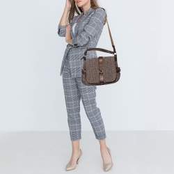 Givenchy Metallic Brown Monogram Fabric and Leather Messenger