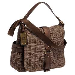 Givenchy Metallic Brown Monogram Fabric and Leather Messenger