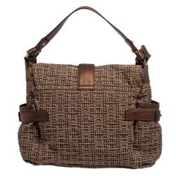 Givenchy Metallic Brown Monogram Fabric and Leather Messenger