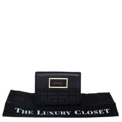 Pre Owned Givenchy Black Monogram Fabric and Leather Flap Compact Wallet