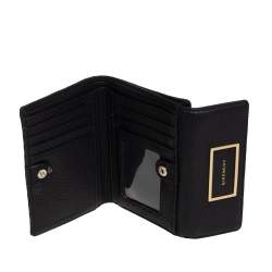 Pre Owned Givenchy Black Monogram Fabric and Leather Flap Compact Wallet