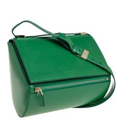 Pre Owned Givenchy Green Leather Medium Pandora Box Bag