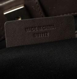 Pre Owned حقيبة يد جيفنشي سحاب مزدوج جلد و كانفاس مونوغرامي بنيه شوكليت 