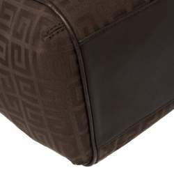 Pre Owned حقيبة يد جيفنشي سحاب مزدوج جلد و كانفاس مونوغرامي بنيه شوكليت 