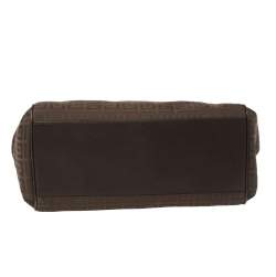 Pre Owned حقيبة يد جيفنشي سحاب مزدوج جلد و كانفاس مونوغرامي بنيه شوكليت 