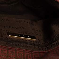 مملوكة مسبقًا حقيبة جيفنشي باغويت قلاب جلد و كانفاس نقشة شعار الماركة عنابي و بني 