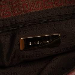 مملوكة مسبقًا حقيبة جيفنشي باغويت قلاب جلد و كانفاس نقشة شعار الماركة عنابي و بني 