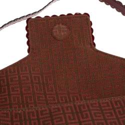 مملوكة مسبقًا حقيبة جيفنشي باغويت قلاب جلد و كانفاس نقشة شعار الماركة عنابي و بني 