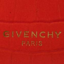 Pre Owned Givenchy Red Croc Embossed Leather and Leather Card Case