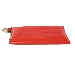 Pre Owned Givenchy Red Croc Embossed Leather and Leather Card Case