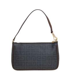 Pre Owned Givenchy Dark Grey/Brown Monogram Coated Canvas and Leather Shoulder Bag