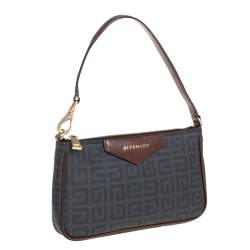 Pre Owned Givenchy Dark Grey/Brown Monogram Coated Canvas and Leather Shoulder Bag