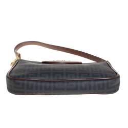 Pre Owned Givenchy Dark Grey/Brown Monogram Coated Canvas and Leather Shoulder Bag