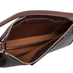 Pre Owned Givenchy Dark Grey/Brown Monogram Coated Canvas and Leather Shoulder Bag