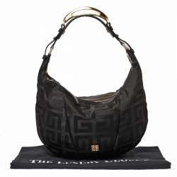 Pre Owned Givenchy Black Monogram Canvas and Leather Hobo