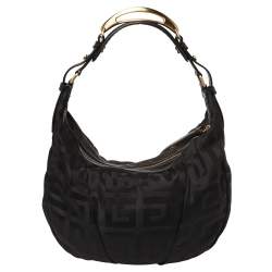 Pre Owned Givenchy Black Monogram Canvas and Leather Hobo