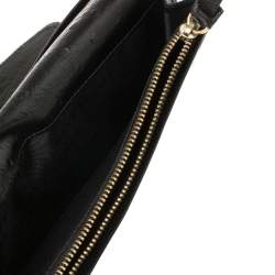 Pre Owned Givenchy Black Monogram Canvas and Croc Embossed Leather Tri Fold Continental Wallet