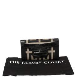 Pre Owned Givenchy Black Monogram Canvas and Croc Embossed Leather Tri Fold Continental Wallet