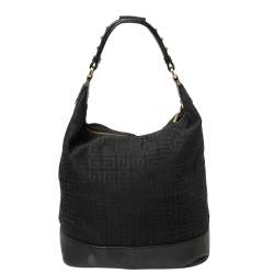 Pre Owned Givenchy Black Monogram Canvas and Leather Bucket Hobo