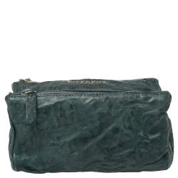 مملوكة مسبقًا حقيبة كلتش جيفنشي باندورا جلد ممزق أزرق مخضر