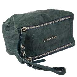 مملوكة مسبقًا حقيبة كلتش جيفنشي باندورا جلد ممزق أزرق مخضر