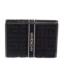 Pre Owned Givenchy Black Monogram Fabric and Leather French Wallet